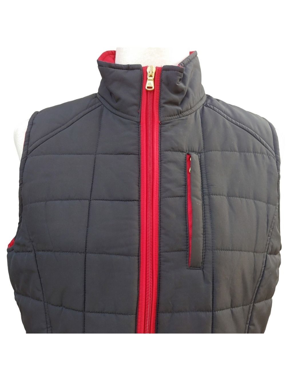 Lauren Ralph Lauren Red and Black Quilted Puffer Vest Women's Petite Large - Picture 9 of 15